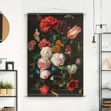 Wandteppich - Jan Davidsz de Heem - Stillleben mit Blumen in einer Glasvase - Hochformat 2:3