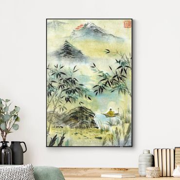 Wechselbild - Japanische Aquarell Zeichnung Bambuswald