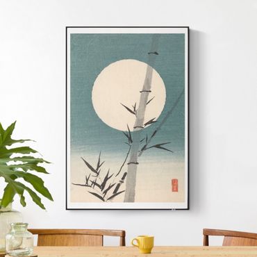 Akustik-Wechselbild - Japanische Zeichnung Bambus und Mond