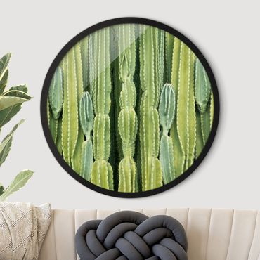 Rundes Gerahmtes Bild - Kaktus Wand