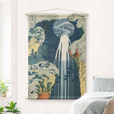 Wandteppich - Katsushika Hokusai - Der Wasserfall von Amida - Hochformat 2:3