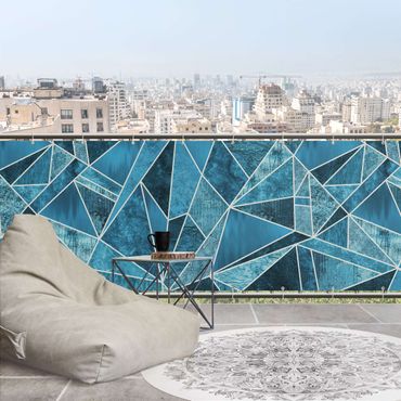 Balkon Sichtschutz - Kristallblaue Geometrie