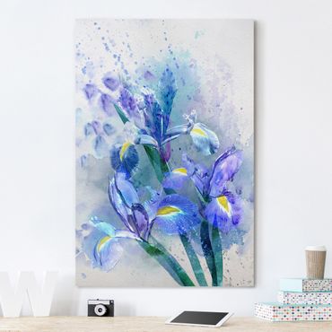 Leinwandbild - Aquarell Blumen Iris - Hoch 2:3
