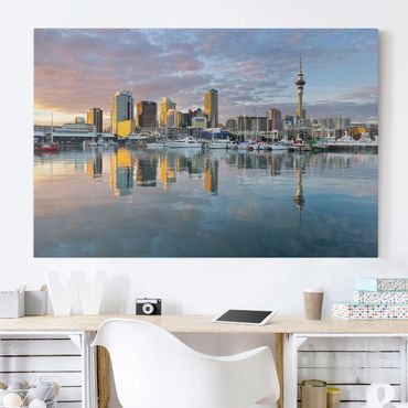 Leinwandbild - Auckland Skyline Sonnenuntergang - Quer 3:2