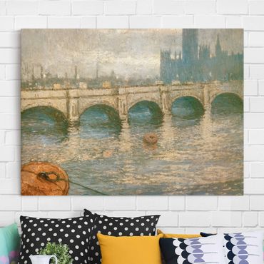 Leinwanddruck Claude Monet - Gemälde Themsebrücke und Parlamentsgebäude in London - Kunstdruck Quer 4:3 - Impressionismus