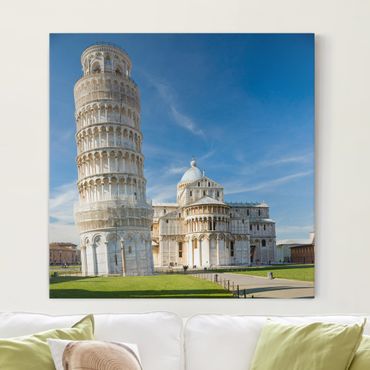 Leinwandbild - Der schiefe Turm von Pisa - Quadrat 1:1