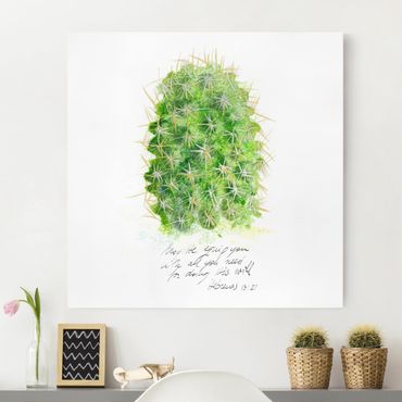 Leinwandbild - Kaktus mit Bibellvers I - Quadrat 1:1