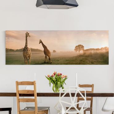 Afrika Leinwandbild Surreal Giraffes - Panorama Quer