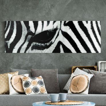 Leinwandbild Schwarz-Weiß - Zebra Crossing No.4 - Panoramabild Quer