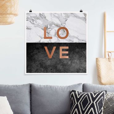 Poster - Love Kupfer und Marmor - Quadrat 1:1