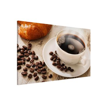 Magnettafel - Dampfende Kaffeetasse mit Kaffeebohnen - Memoboard Querformat