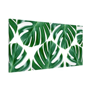 Magnettafel - Tropische grüne Blätter Monstera - Memoboard Panorama Hochformat