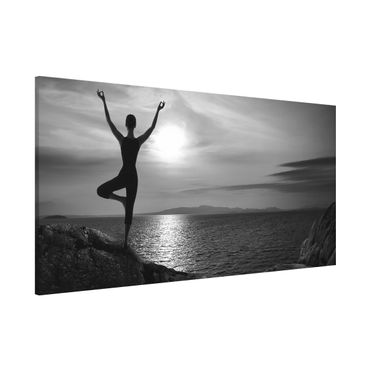 Magnettafel - Yoga schwarz weiss - Memoboard Panorama Quer