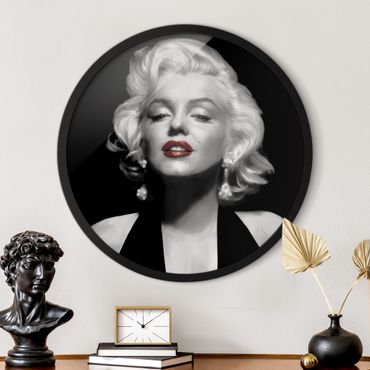Rundes Gerahmtes Bild - Marilyn mit roten Lippen