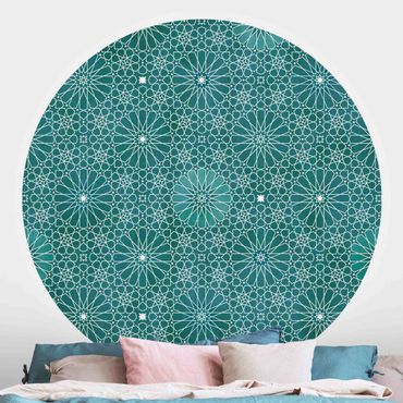 Runde Tapete selbstklebend - Marokkanisches Blumen Muster