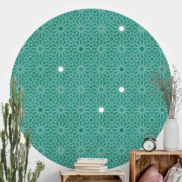 Runde Tapete selbstklebend - Marokkanisches Sternen Muster