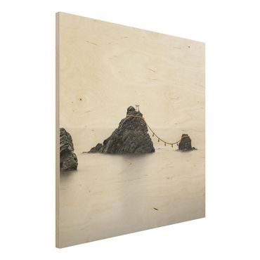 Holzbild - Meoto Iwa - die verheirateten Felsen - Quadrat