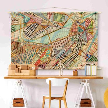 Wandteppich - Moderne Karte von Boston - Hochformat 3:2