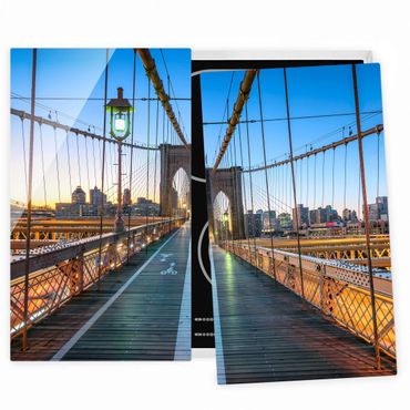 Herdabdeckplatte Glas - Morgenblick von der Brooklyn Bridge