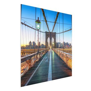 Forex Fine Art Print - Morgenblick von der Brooklyn Bridge - Quadrat 1:1