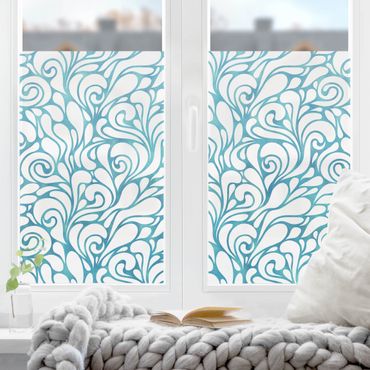 Fensterfolie - Sichtschutz - Natürliches Muster mit Kringeln in Blau - Fensterbilder