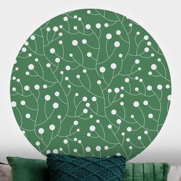 Runde Tapete selbstklebend - Natürliches Muster Wachstum mit Punkten auf Grün