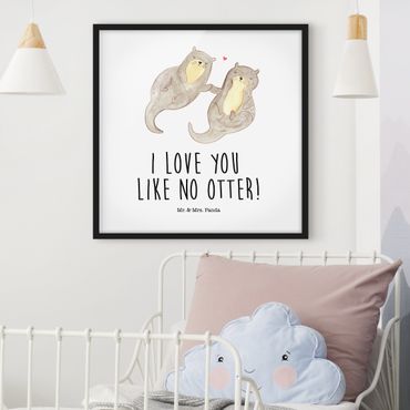 Bild mit Rahmen - Otter - I Love You - Quadrat 1:1