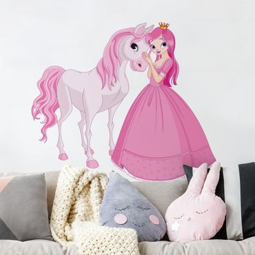 Wandsticker Prinzessin mit ihrem Pferd