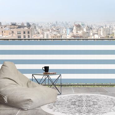 Balkon Sichtschutz - Querstreifen in Pastell Blau