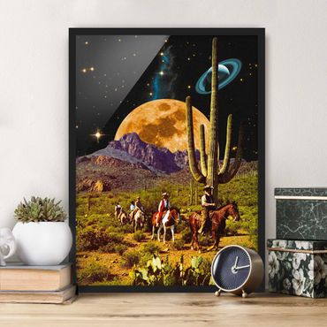 Bild mit Rahmen - Retro Collage - Weltraum Cowboys - Hochformat - 3:4