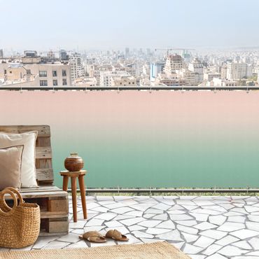 Balkon Sichtschutz - Rosa-Grün Farbverlauf