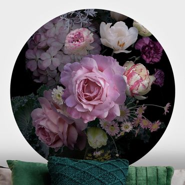 Runde Tapete selbstklebend - Rosentraum Bouquet