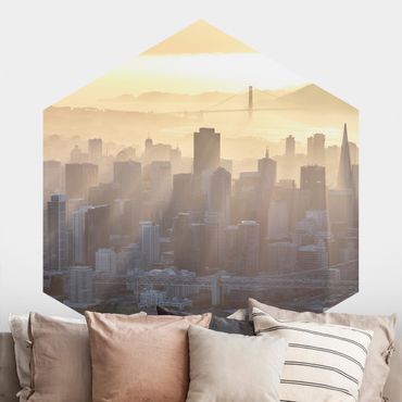 Hexagon Fototapete selbstklebend - San Francisco im Morgengrauen