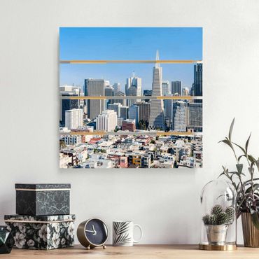 Holzbild - San Francisco Skyline - Quadrat
