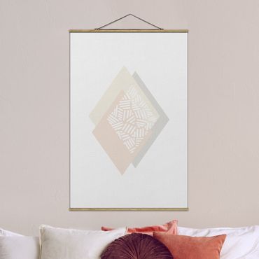 Stoffbild mit Posterleisten - Sanfte Farben Geometrie Karo - Hochformat 2:3