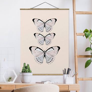 Stoffbild mit Posterleisten - Schmetterling auf Beige - Hochformat 3:4