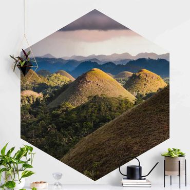 Hexagon Fototapete selbstklebend - Schokoladenhügel Landschaft