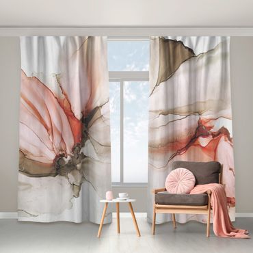 Vorhang - Seidentuch in Grau und Rosa
