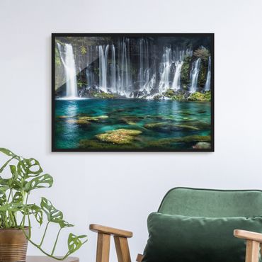 Bild mit Rahmen - Shiraito Wasserfall - Querformat