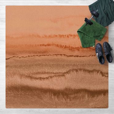 Kork-Teppich - Spiel der Farben Meeresrauschen in Sepia - Quadrat 1:1