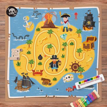 Kork-Teppich - Spielteppich Piraten - Auf der Suche nach dem Schatz - Quadrat 1:1