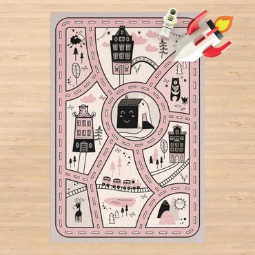 Kork-Teppich - Spielteppich Skandinavien - Die rosane Stadt - Hochformat 2:3