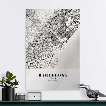 Glasbild - Stadtplan Barcelona - Klassik - Hochformat 2:3