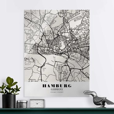 Glasbild - Stadtplan Hamburg - Klassik - Hochformat 4:3