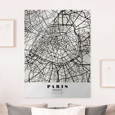 Glasbild - Stadtplan Paris - Klassik - Hochformat 4:3