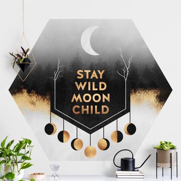 Hexagon Mustertapete selbstklebend - Stay Wild Moon Child