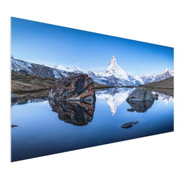Forex Fine Art Print - Stellisee vor dem Matterhorn - Querformat 2:1