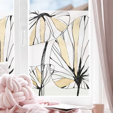 Fensterfolie - Sichtschutz - Tropische Blätter mit Gold I - Fensterbilder