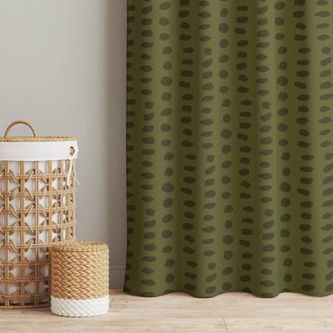 Vorhang - Ungleiche Punkte Muster - Olive Grün
