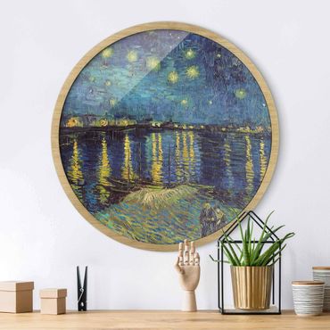Rundes Gerahmtes Bild - Vincent van Gogh - Sternennacht über der Rhône